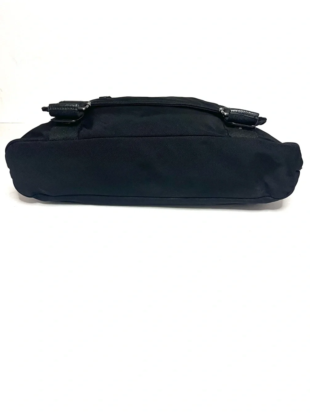 Banana Republic Black Nylon Canvas & Leather Messenger Bag